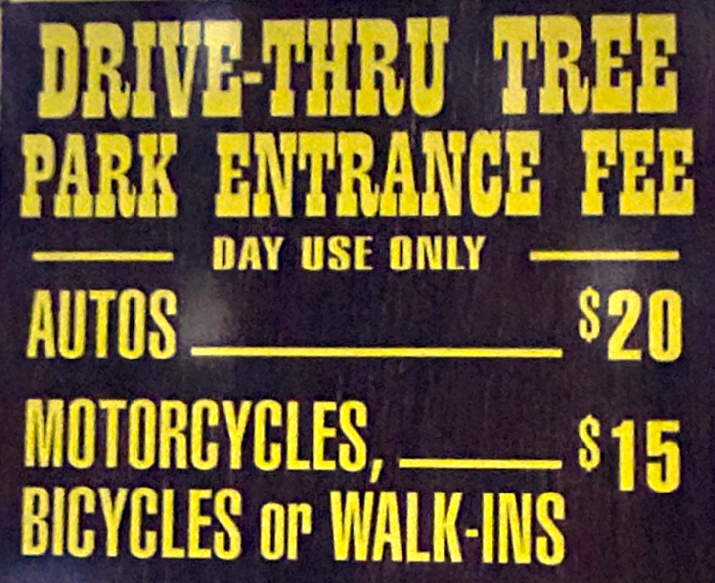 $20.00 per vehicle, $15.00 per motorcycle, bicycle or walk-in